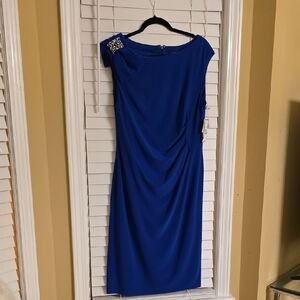 Jessica Howard Blue Asymmetrical Midi Dress